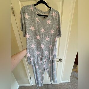 NWT PrinStory Grey & pink lounge set Sz M